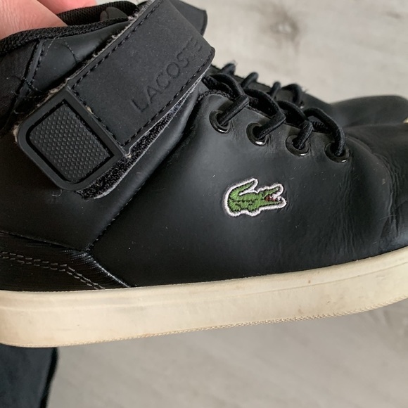 Lacoste Explorateur Classic High Top Black Leather Lace Up Sneakers Shoes sz 12‎ - Picture 9 of 10